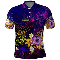 Cook Islands Polo Shirt Whale Hibiscus Polynesian