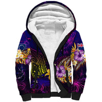 Cook Islands Sherpa Hoodie Whale Hibiscus Polynesian DT02 Unisex Purple - Polynesian Pride