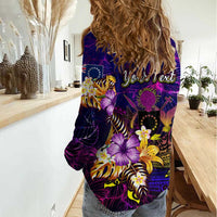 Cook Islands Women Casual Shirt Whale Hibiscus Polynesian