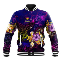 Nauru Baseball Jacket Whale Hibiscus Polynesian