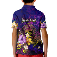 Nauru Kid Polo Shirt Whale Hibiscus Polynesian