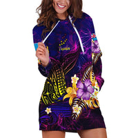 Tuvalu Hoodie Dress Whale Hibiscus Polynesian