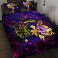 Tuvalu Quilt Bed Set Whale Hibiscus Polynesian DT02 Purple - Polynesian Pride