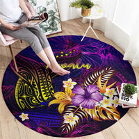 Tuvalu Round Carpet Whale Hibiscus Polynesian