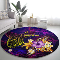 Tuvalu Round Carpet Whale Hibiscus Polynesian