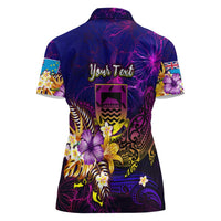 Tuvalu Women Polo Shirt Whale Hibiscus Polynesian