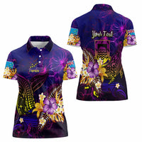 Tuvalu Women Polo Shirt Whale Hibiscus Polynesian