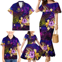 Northern Mariana Islands Family Matching Mermaid Dress and Hawaiian Shirt Whale Hibiscus Polynesian