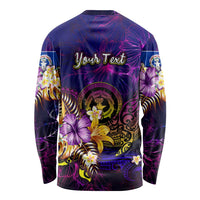 Northern Mariana Islands Long Sleeve Shirt Whale Hibiscus Polynesian