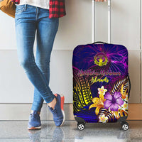 Northern Mariana Islands Luggage Cover Whale Hibiscus Polynesian