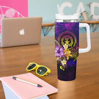 Northern Mariana Islands Tumbler With Handle Whale Hibiscus Polynesian