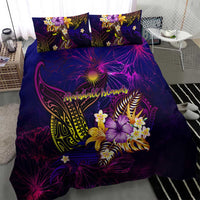 Marshall Islands Bedding Set Whale Hibiscus Polynesian