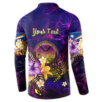 Marshall Islands Button Sweatshirt Whale Hibiscus Polynesian