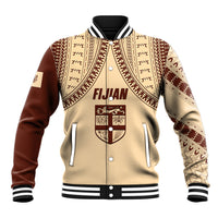 Fiji Bula Baseball Jacket Tapa Pattern Design DT02 Unisex Beige - Polynesian Pride