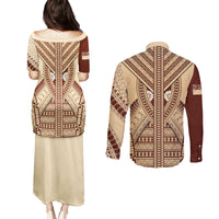 fiji-bula-couples-matching-puletasi-dress-and-long-sleeve-button-shirts-tapa-pattern-design