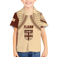 Fiji Bula Kid Hawaiian Shirt Tapa Pattern Design DT02 Kid Beige - Polynesian Pride