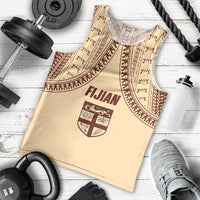 Fiji Bula Men Tank Top Tapa Pattern Design DT02 Beige - Polynesian Pride