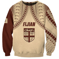 Fiji Bula Sweatshirt Tapa Pattern Design DT02 Unisex Beige - Polynesian Pride