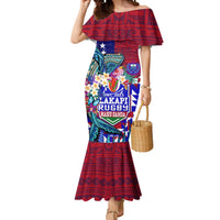 Manu Samoa Rugby 2023 Mermaid Dress Humpback Whale Hexagon Tribal Tropical Style DT02 Women Blue - Polynesian Pride