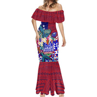 Manu Samoa Rugby 2023 Mermaid Dress Humpback Whale Hexagon Tribal Tropical Style DT02 - Polynesian Pride