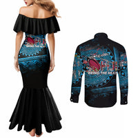 Fiji Rugby Couples Matching Mermaid Dress and Long Sleeve Button Shirts Bring The Heat DT02 - Polynesian Pride