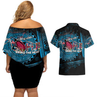 Fiji Rugby Couples Matching Off Shoulder Short Dress and Hawaiian Shirt Bring The Heat DT02 - Polynesian Pride