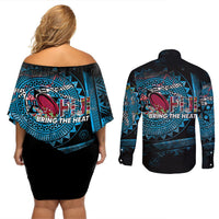 Fiji Rugby Couples Matching Off Shoulder Short Dress and Long Sleeve Button Shirts Bring The Heat DT02 - Polynesian Pride