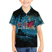 Fiji Rugby Kid Hawaiian Shirt Bring The Heat DT02 Kid Blue - Polynesian Pride