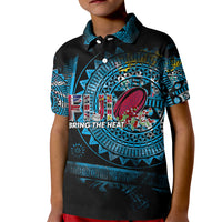 Fiji Rugby Kid Polo Shirt Bring The Heat DT02 Kid Blue - Polynesian Pride