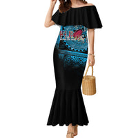 Fiji Rugby Mermaid Dress Bring The Heat DT02 Women Blue - Polynesian Pride