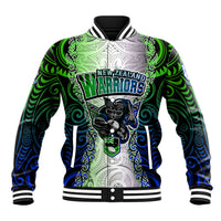 Personalised New Zealand Warriors Baseball Jacket Maori Silver Fern Green DT02 Unisex Green - Polynesian Pride