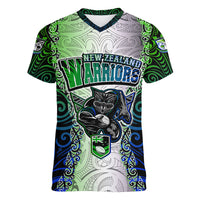 Personalised New Zealand Warriors Women V Neck T Shirt Maori Silver Fern Green DT02 Female Green - Polynesian Pride