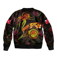 Wallis and Futuna Bomber Jacket Octopus Plumeria Polynesian Tattoo