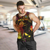 Wallis and Futuna Men Tank Top Octopus Plumeria Polynesian Tattoo DT02 Black - Polynesian Pride