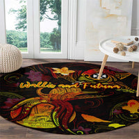 Wallis and Futuna Round Carpet Octopus Plumeria Polynesian Tattoo