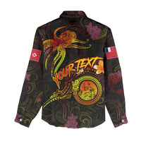 Wallis and Futuna Women Casual Shirt Octopus Plumeria Polynesian Tattoo