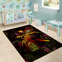 New Caledonia Area Rug Octopus Plumeria Polynesian Tattoo