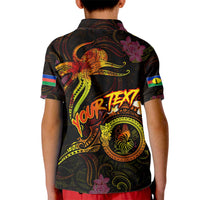 New Caledonia Kid Polo Shirt Octopus Plumeria Polynesian Tattoo