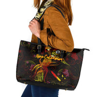 New Caledonia Leather Tote Bag Octopus Plumeria Polynesian Tattoo