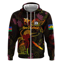 New Caledonia Zip Hoodie Octopus Plumeria Polynesian Tattoo