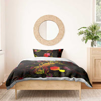 Tahiti French Polynesia Bedding Set Octopus Plumeria Polynesian Tattoo