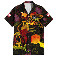 Tahiti French Polynesia Family Matching Off Shoulder Maxi Dress and Hawaiian Shirt Octopus Plumeria Polynesian Tattoo