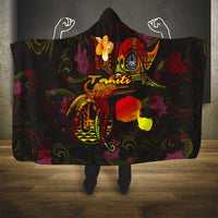 Tahiti French Polynesia Hooded Blanket Octopus Plumeria Polynesian Tattoo