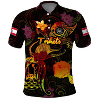 Tahiti French Polynesia Polo Shirt Octopus Plumeria Polynesian Tattoo
