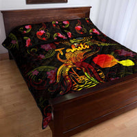 Tahiti French Polynesia Quilt Bed Set Octopus Plumeria Polynesian Tattoo