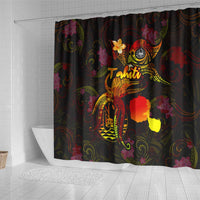 Tahiti French Polynesia Shower Curtain Octopus Plumeria Polynesian Tattoo