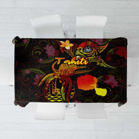 Tahiti French Polynesia Tablecloth Octopus Plumeria Polynesian Tattoo DT02 Black - Polynesian Pride