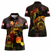 Tahiti French Polynesia Women Polo Shirt Octopus Plumeria Polynesian Tattoo