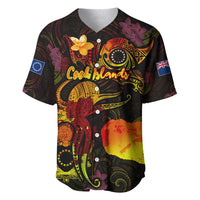 Cook Islands Baseball Jersey Octopus Plumeria Polynesian Tattoo