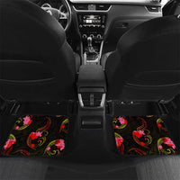 Cook Islands Car Mats Octopus Plumeria Polynesian Tattoo DT02 Set 2pcs - Back Black - Polynesian Pride